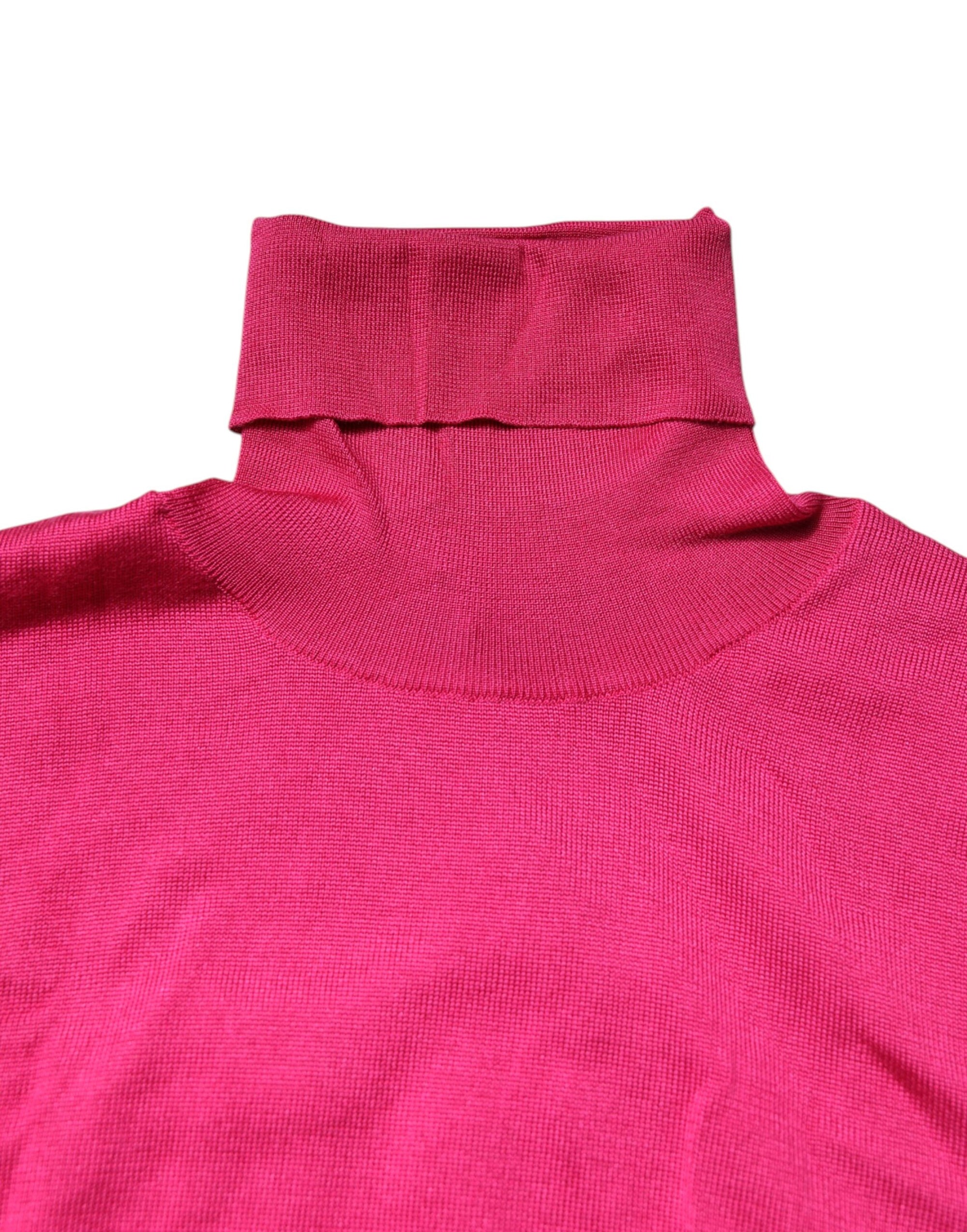 Haut court à col roulé en tricot de soie rose Dolce &amp; Gabbana