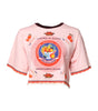 Haut court à manches courtes en coton imprimé rose Dolce &amp; Gabbana