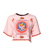 Haut court à manches courtes en coton imprimé rose Dolce &amp; Gabbana