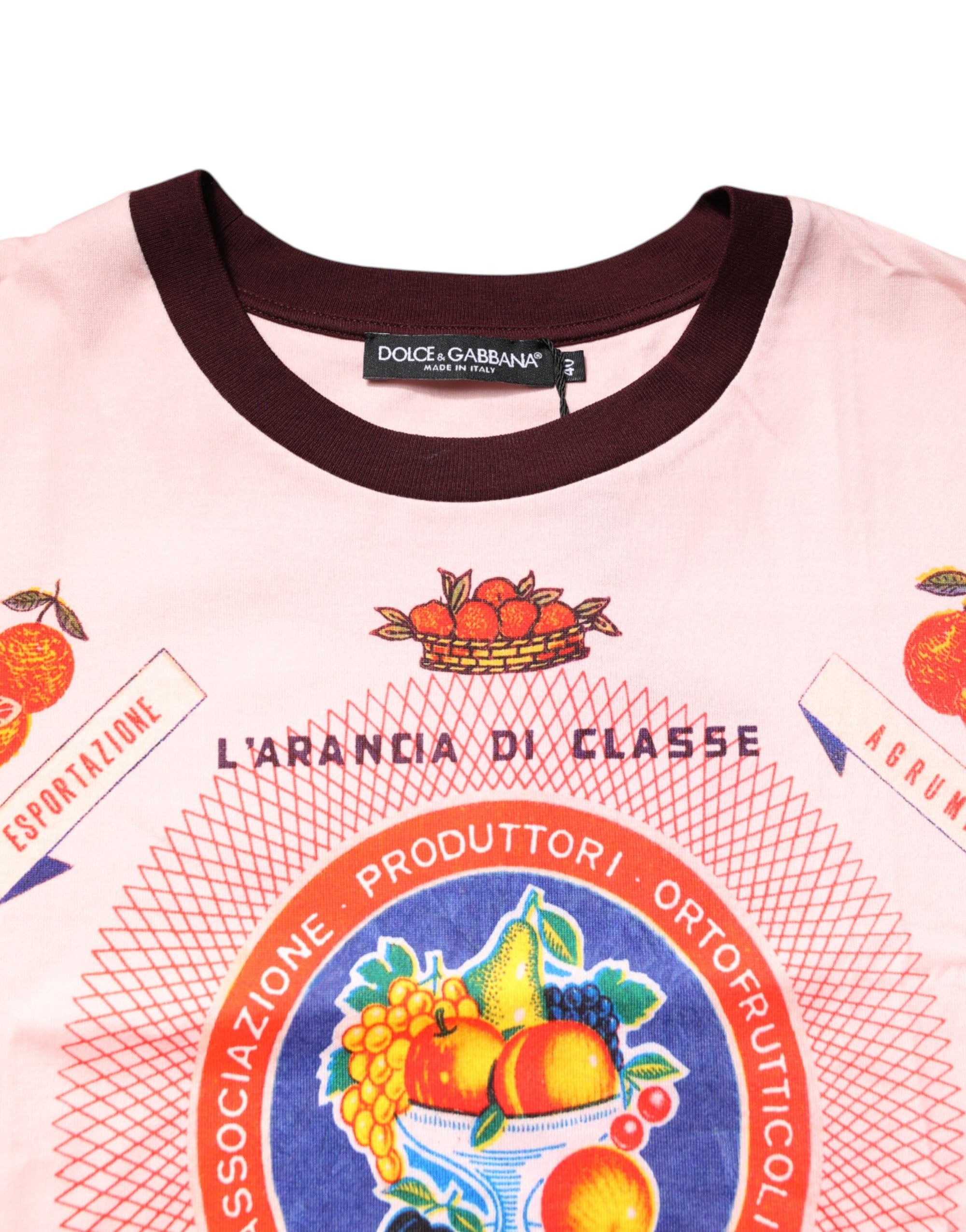 Haut court à manches courtes en coton imprimé rose Dolce &amp; Gabbana
