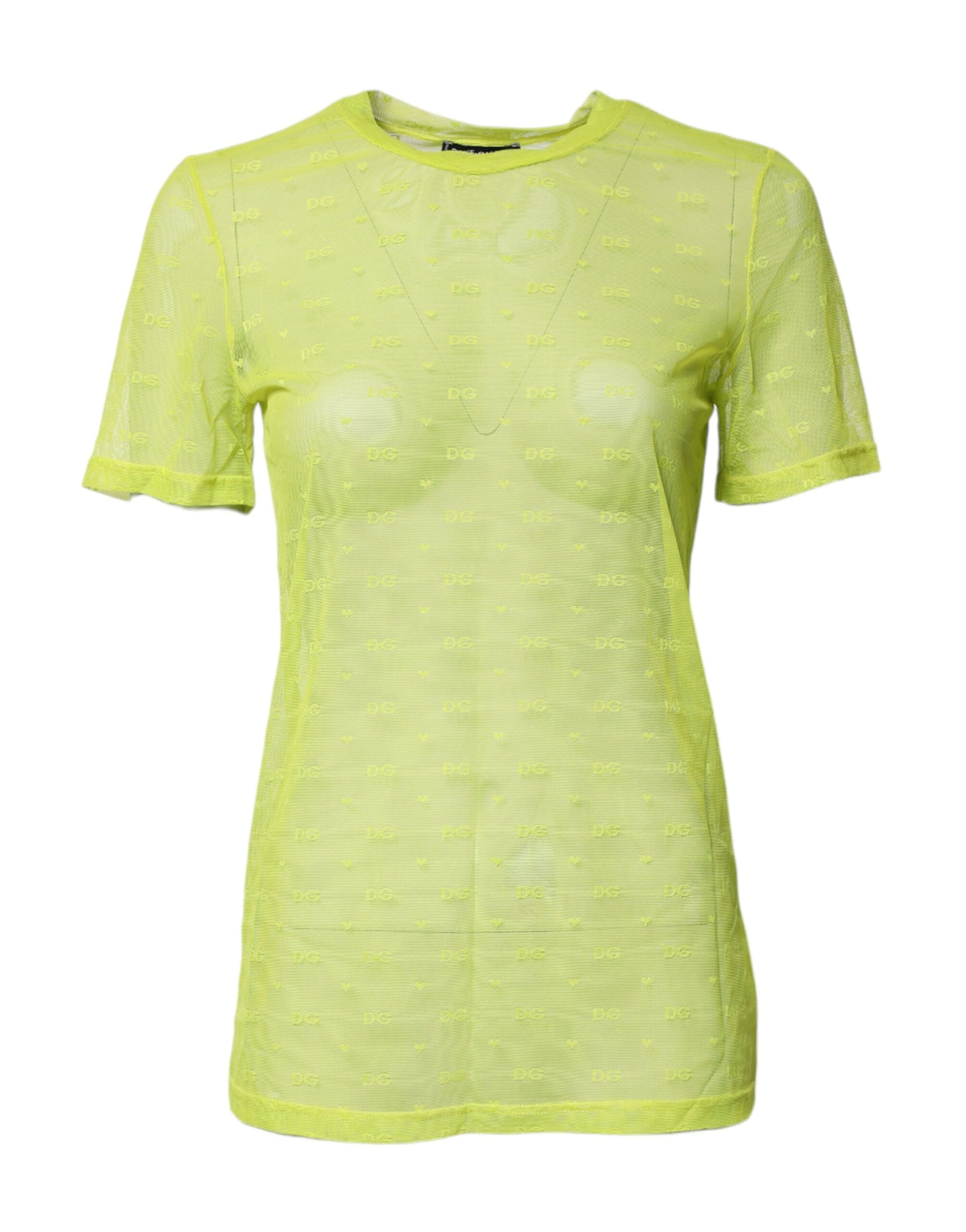 Dolce &amp; Gabbana Green Nylon See Through Women Short Sleeves Top