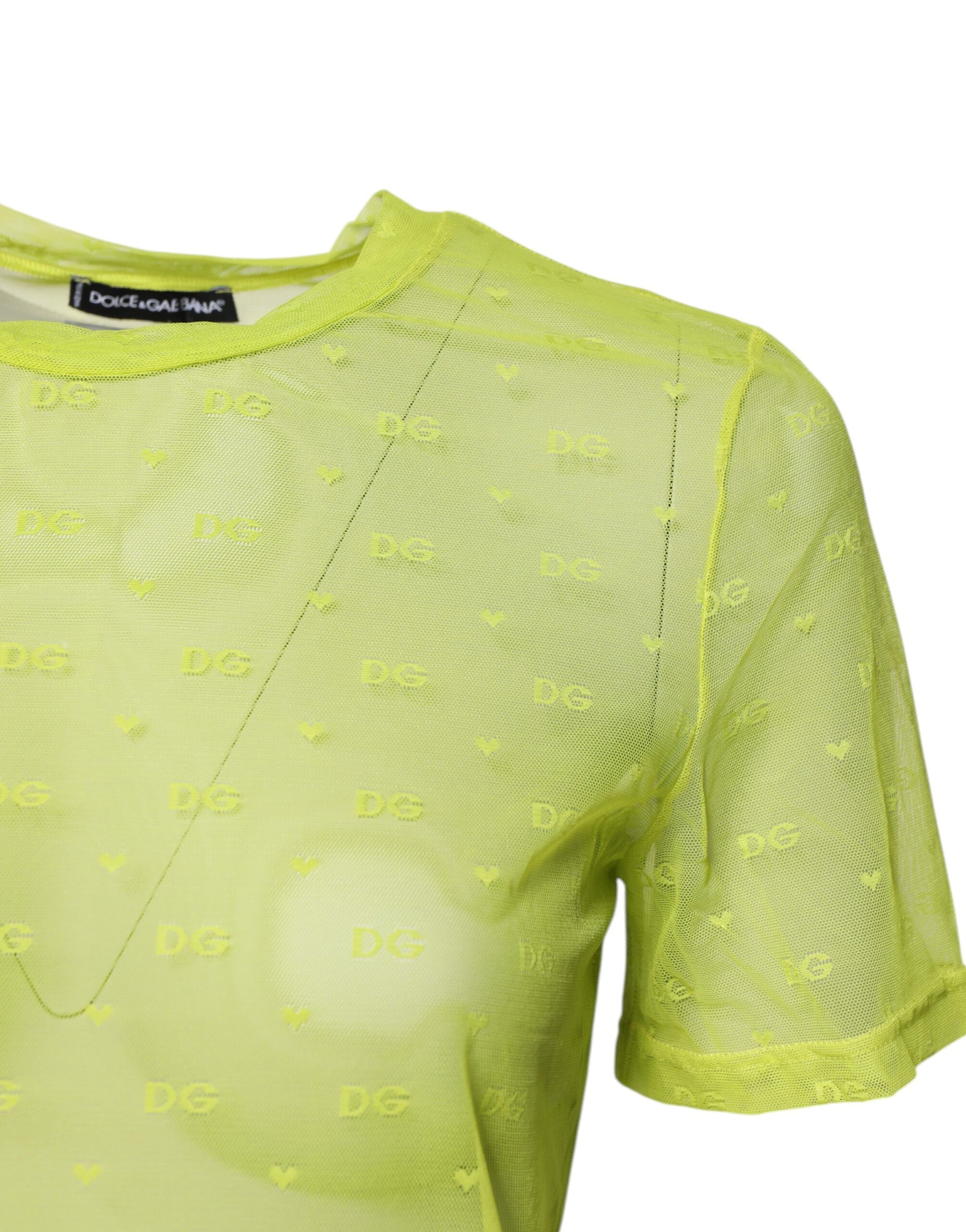 Dolce &amp; Gabbana Green Nylon See Through Women Short Sleeves Top