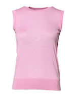 Dolce &amp; Gabbana Pink Cashmere Round Neck Sleeveless Tank Top