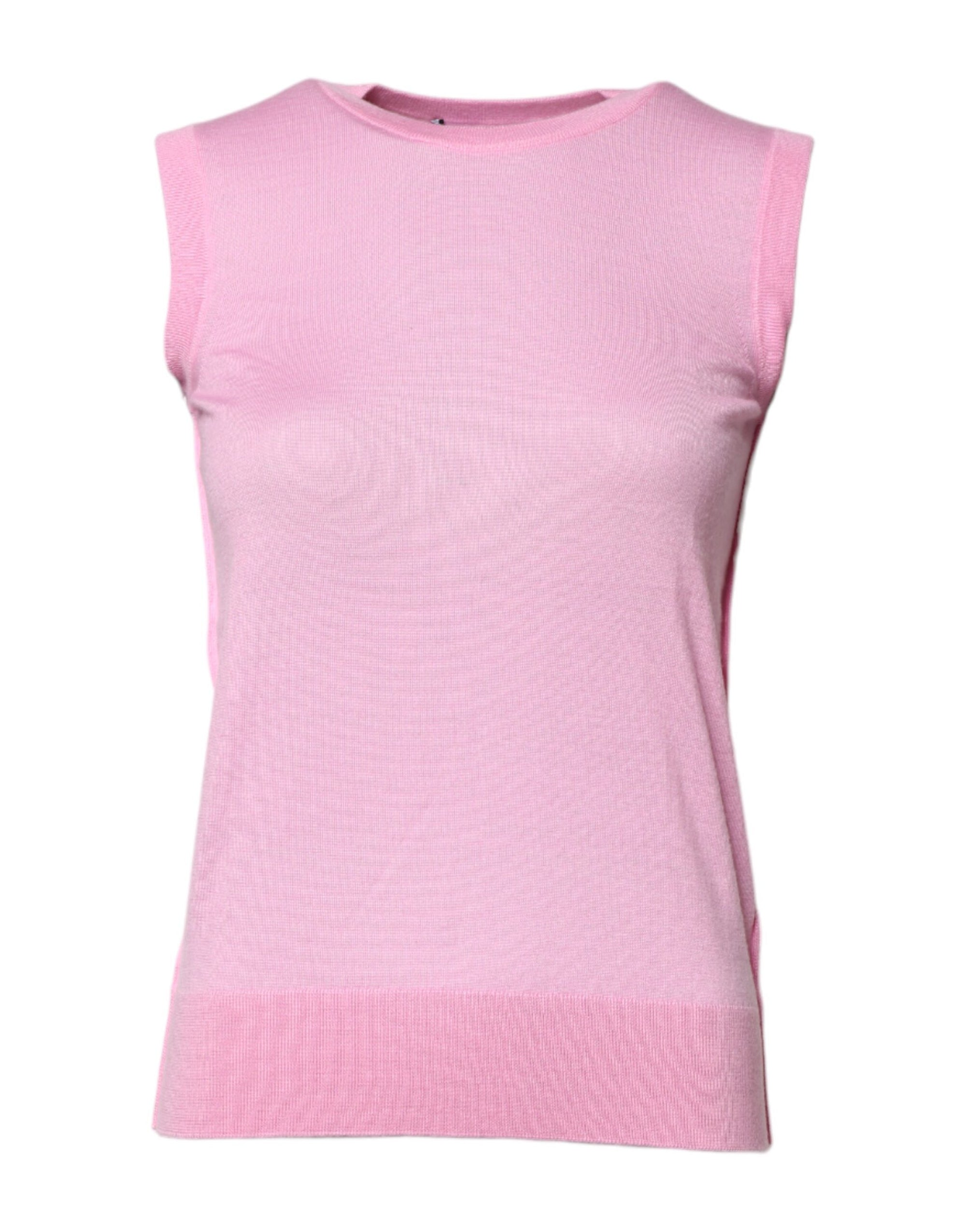 Dolce &amp; Gabbana Pink Cashmere Round Neck Sleeveless Tank Top