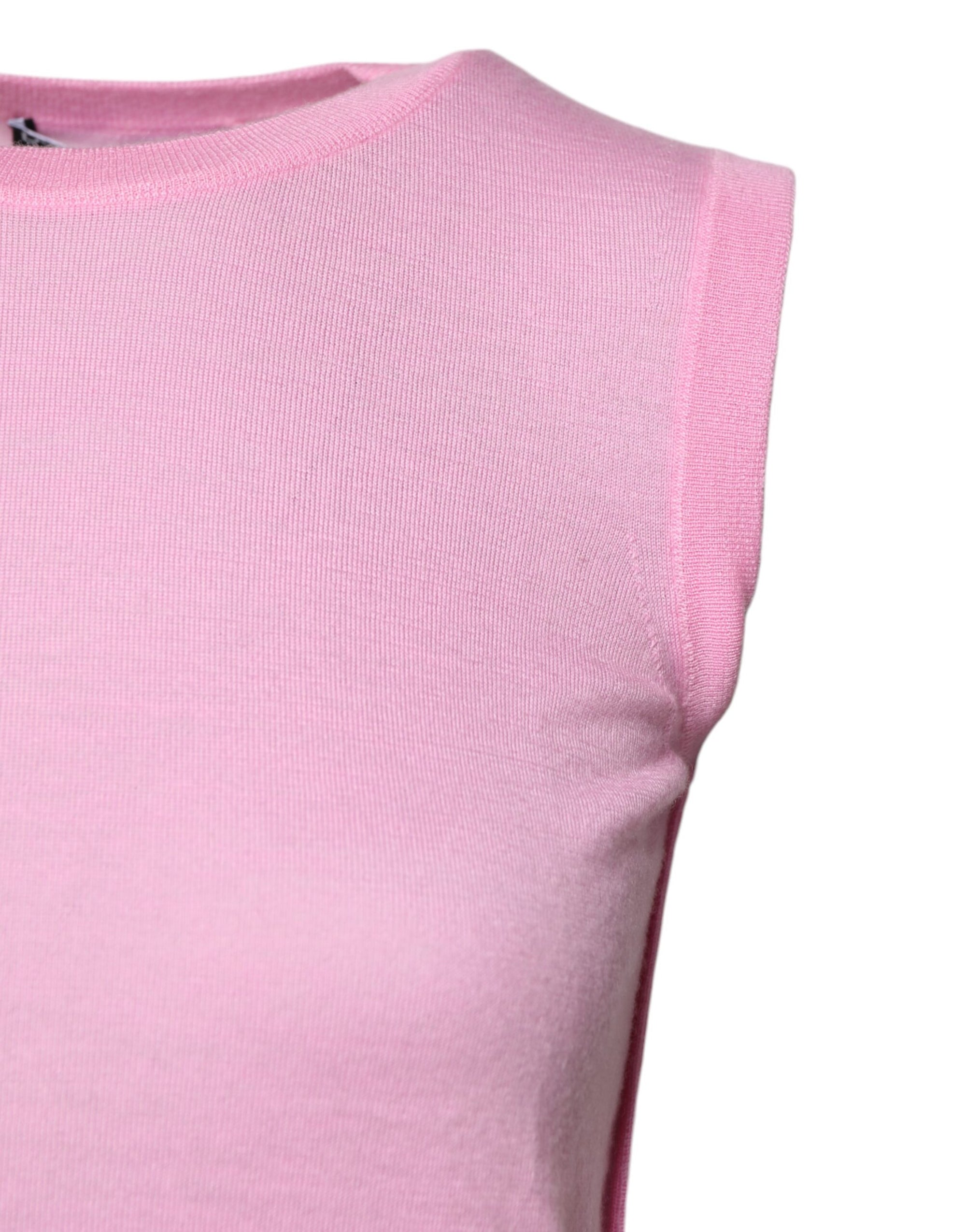 Dolce &amp; Gabbana Pink Cashmere Round Neck Sleeveless Tank Top