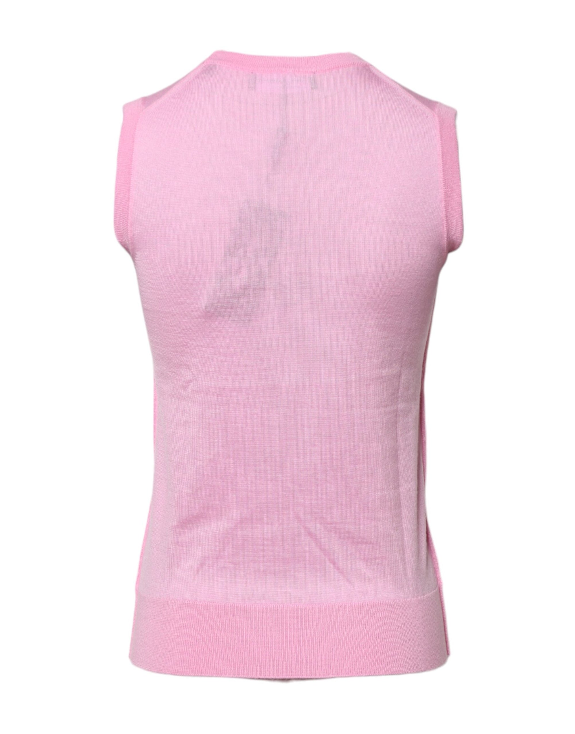 Dolce &amp; Gabbana Pink Cashmere Round Neck Sleeveless Tank Top