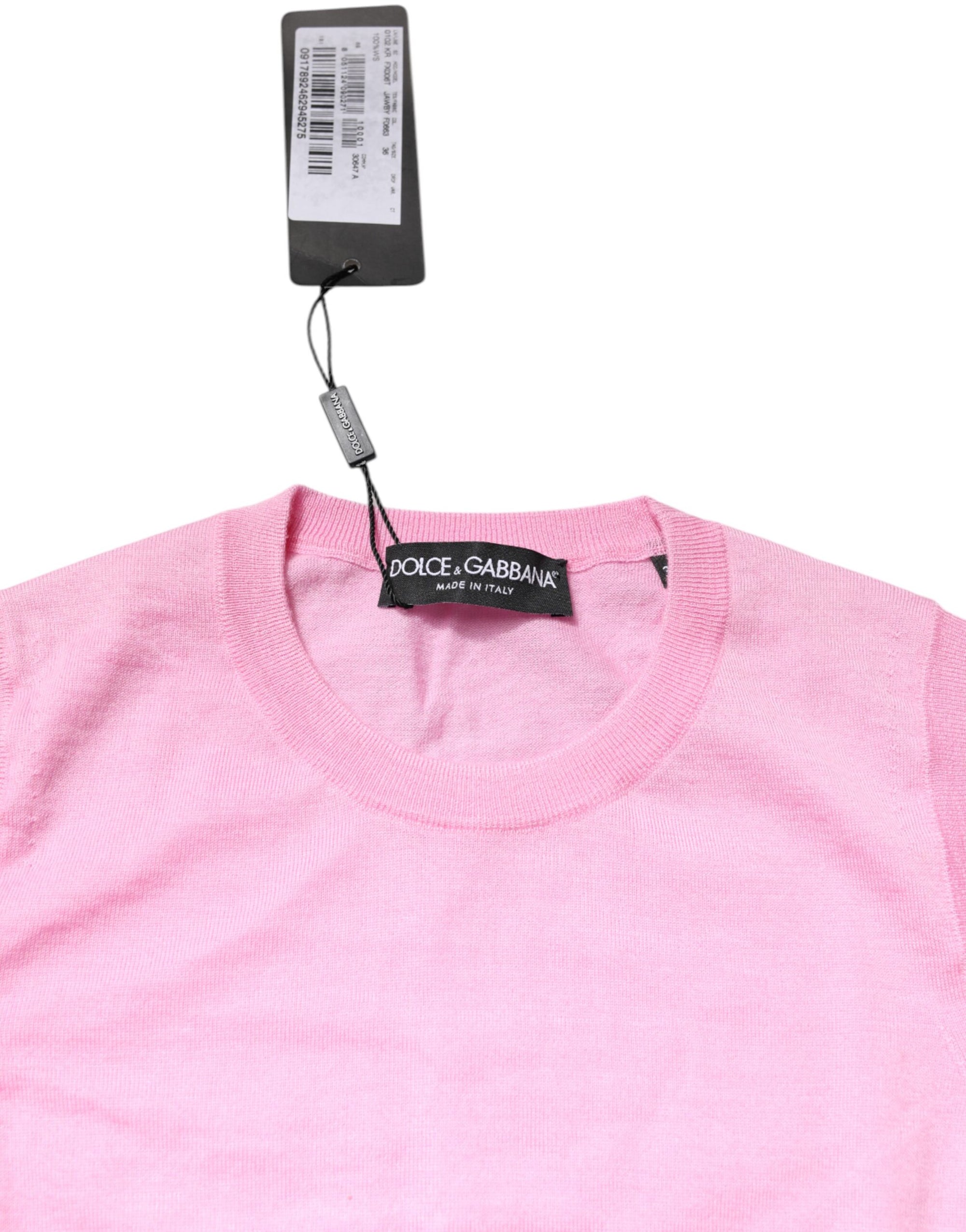 Dolce &amp; Gabbana Pink Cashmere Round Neck Sleeveless Tank Top