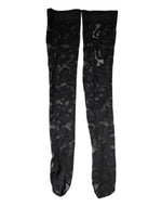 Dolce &amp; Gabbana Black Floral Lace Cotton Stretch Stockings Socks