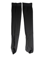 Dolce & Gabbana Black Viscose Stretch Over Calf Stockings Socks