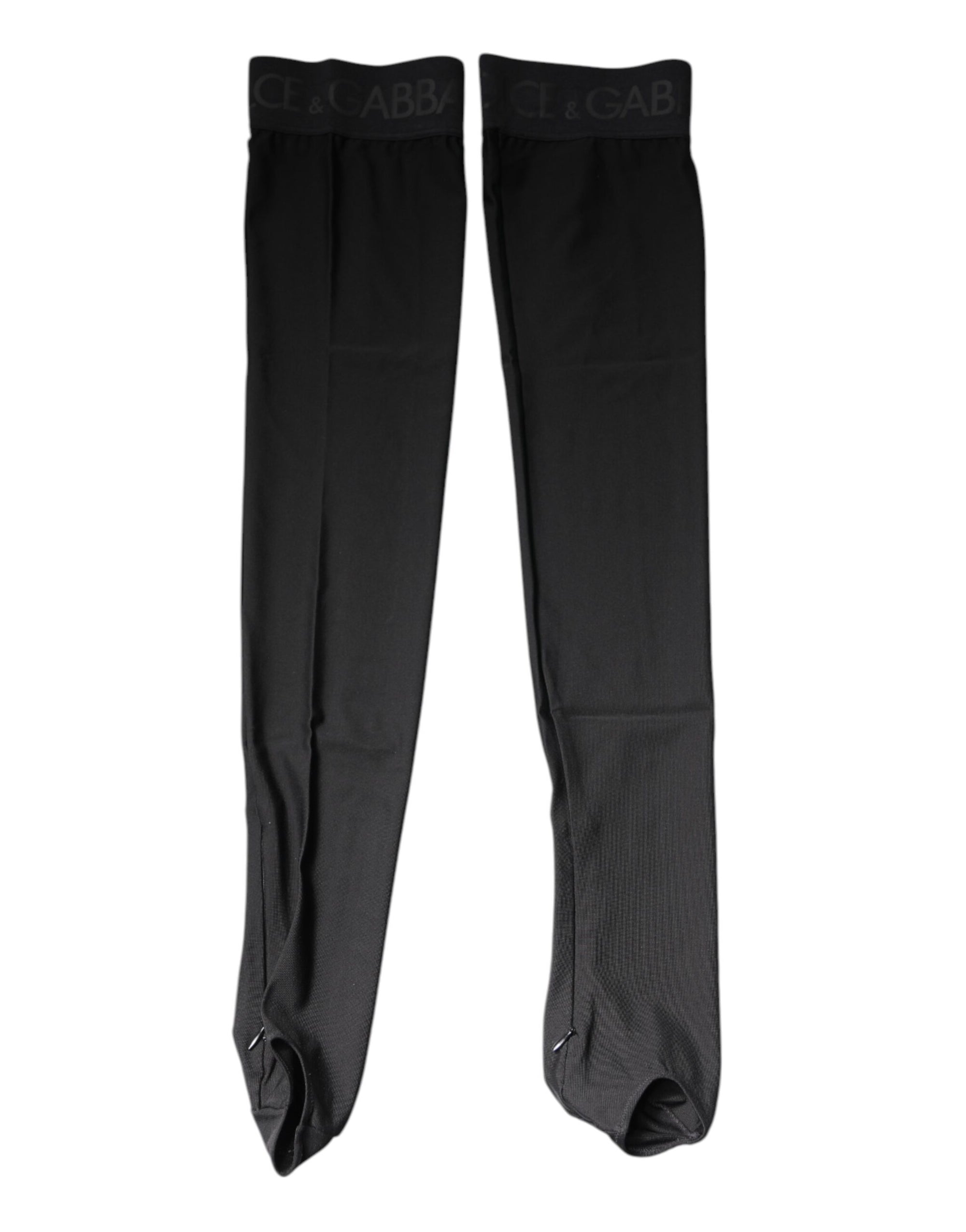 Dolce & Gabbana Black Viscose Stretch Over Calf Stockings Socks