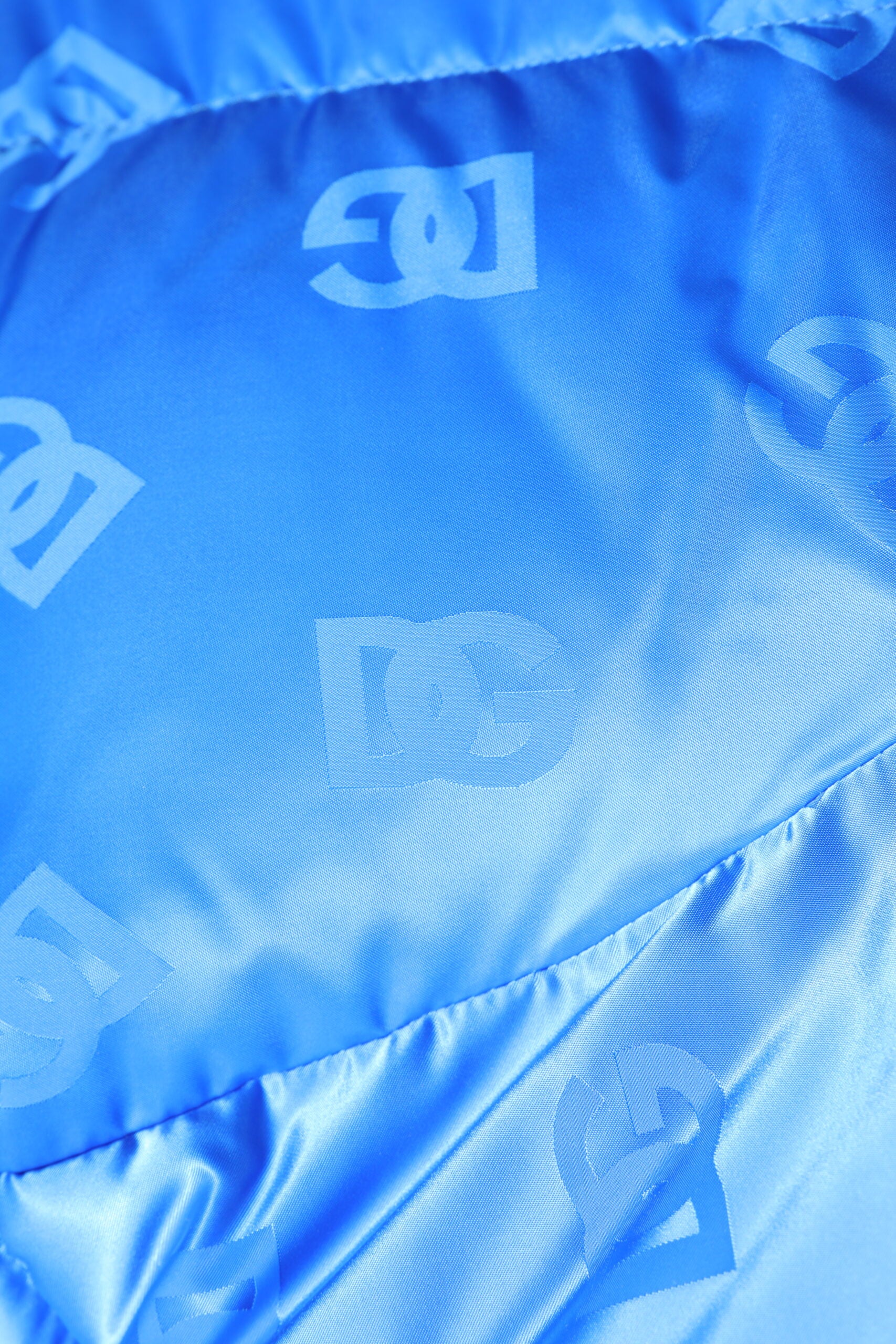 Dolce &amp; Gabbana Blue Logo Full Zip Hooded Quilted Jacket