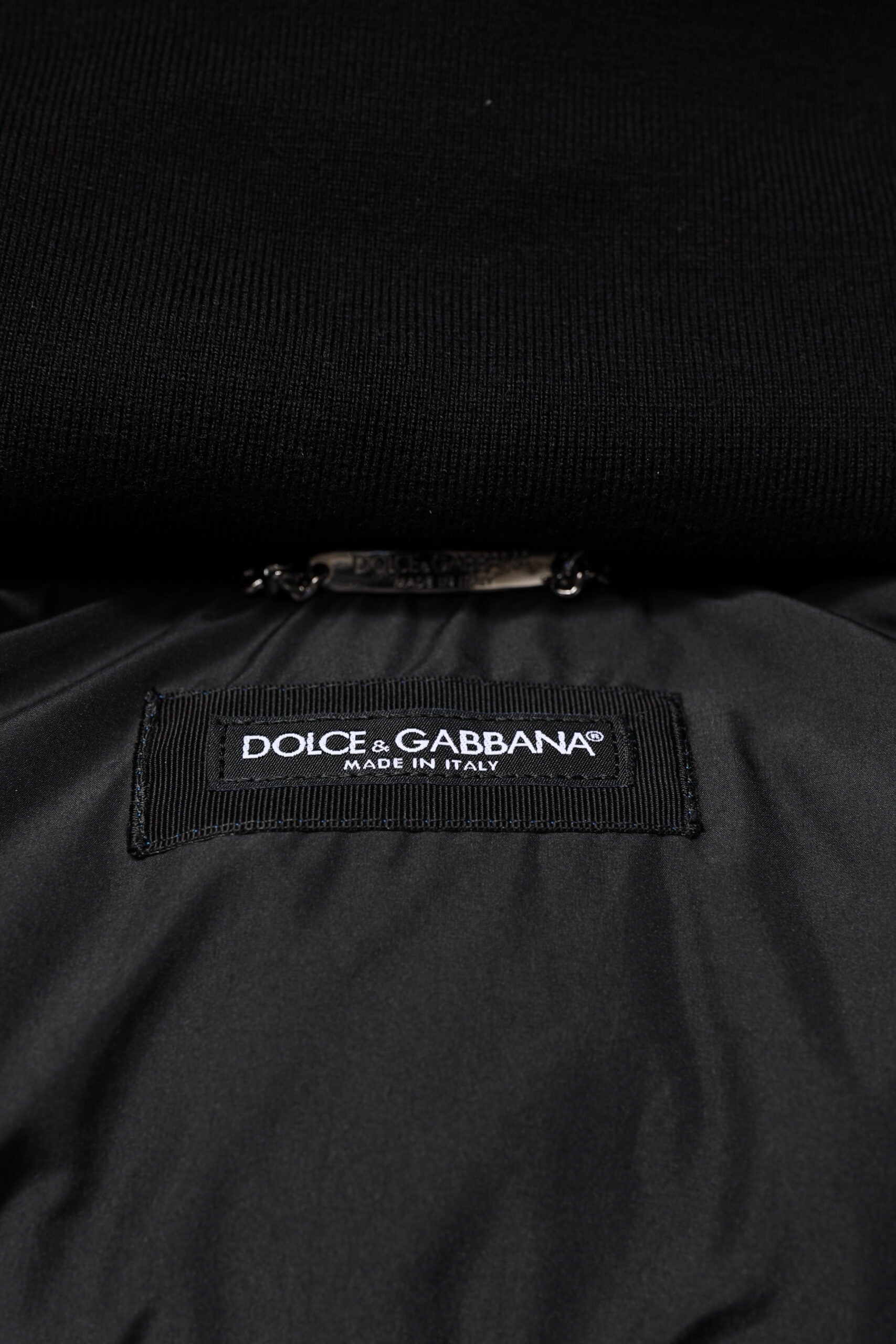 Dolce &amp; Gabbana Blue Logo Full Zip Hooded Quilted Jacket