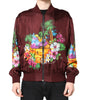 Dolce & Gabbana Maroon Floral Print Full Zip Bomber Jacket