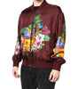 Dolce & Gabbana Maroon Floral Print Full Zip Bomber Jacket