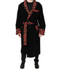 Dolce & Gabbana Black Cherry Print Wrap Robe Men Coat Jacket