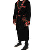 Dolce & Gabbana Black Cherry Print Wrap Robe Men Coat Jacket