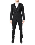 Costume 3 pièces simple boutonnage en laine noire Dolce & Gabbana
