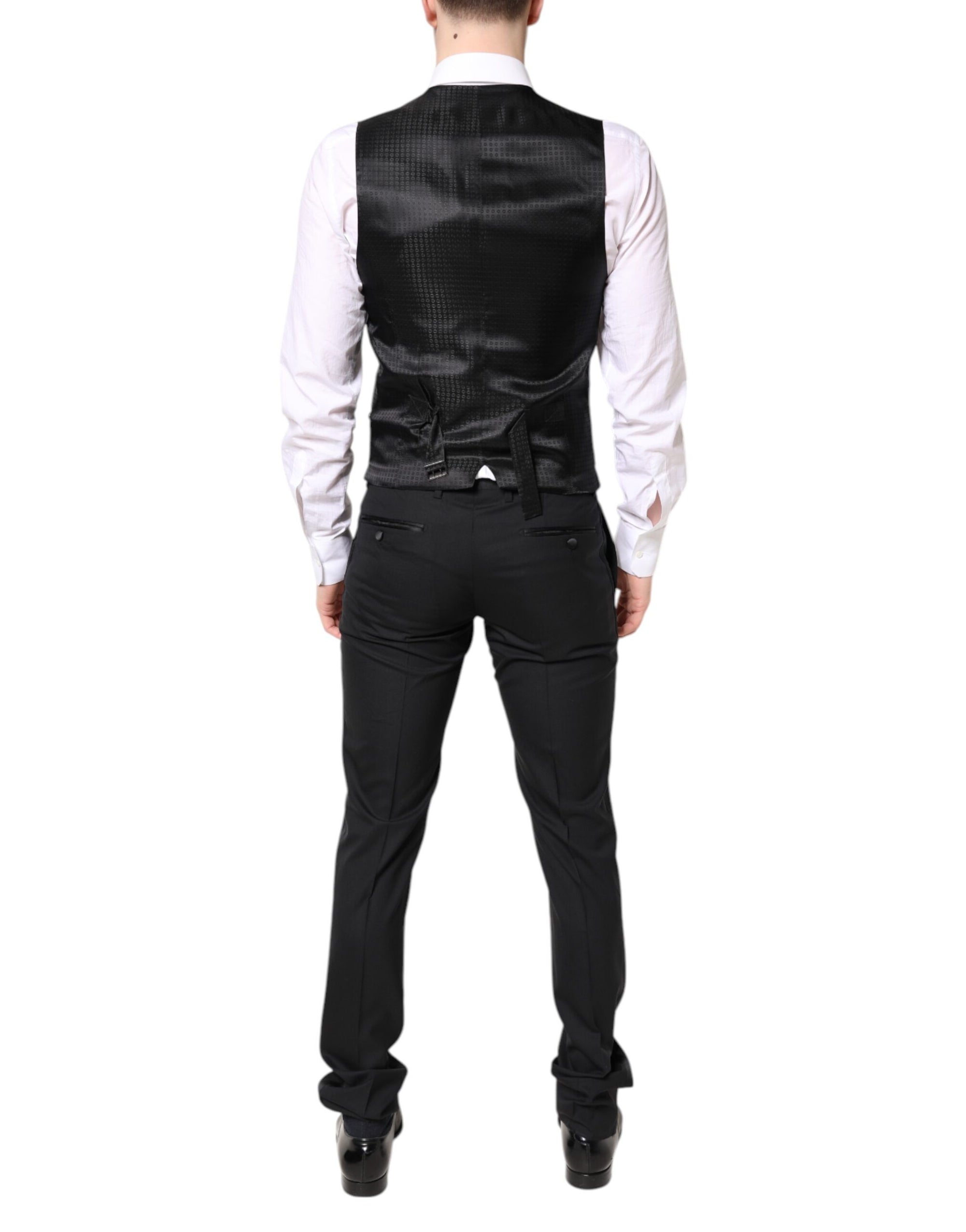 Costume 3 pièces simple boutonnage en laine noire Dolce & Gabbana