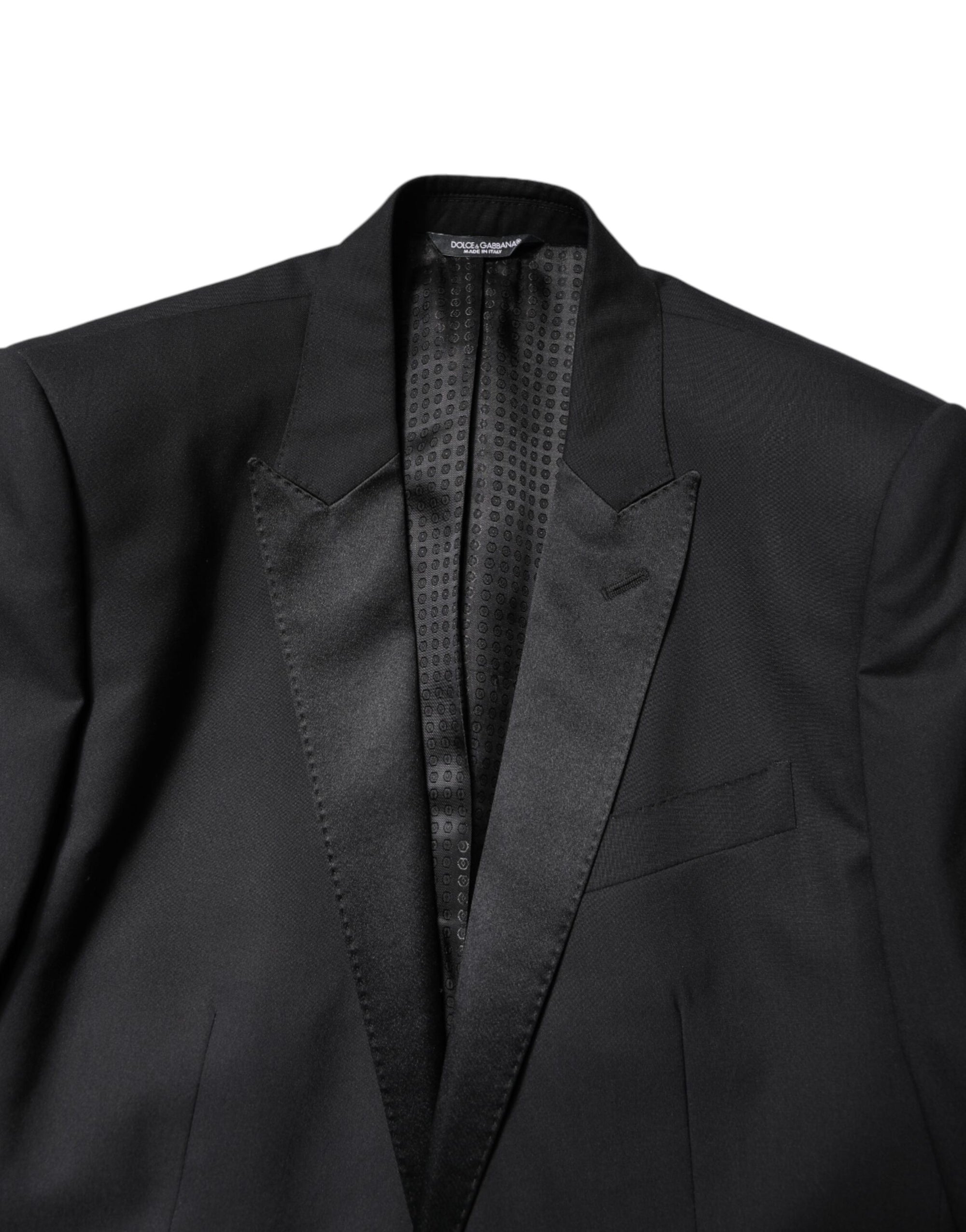 Costume 3 pièces simple boutonnage en laine noire Dolce & Gabbana