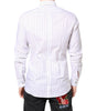 Dolce & Gabbana White Stripes Cotton GOLD Formal Dress Shirt
