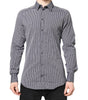 Dolce & Gabbana Black White Striped GOLD Formal Dress Shirt