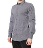 Dolce & Gabbana Black White Striped GOLD Formal Dress Shirt