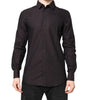 Dolce & Gabbana Maroon Jacquard Cotton GOLD Men Dress Shirt