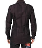 Dolce & Gabbana Maroon Jacquard Cotton GOLD Men Dress Shirt
