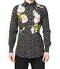 Dolce & Gabbana Black GOLD Floral Embroidery Formal Shirt