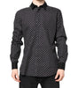 Dolce &amp; Gabbana Black Polka Dot Cotton Formal Dress Shirt