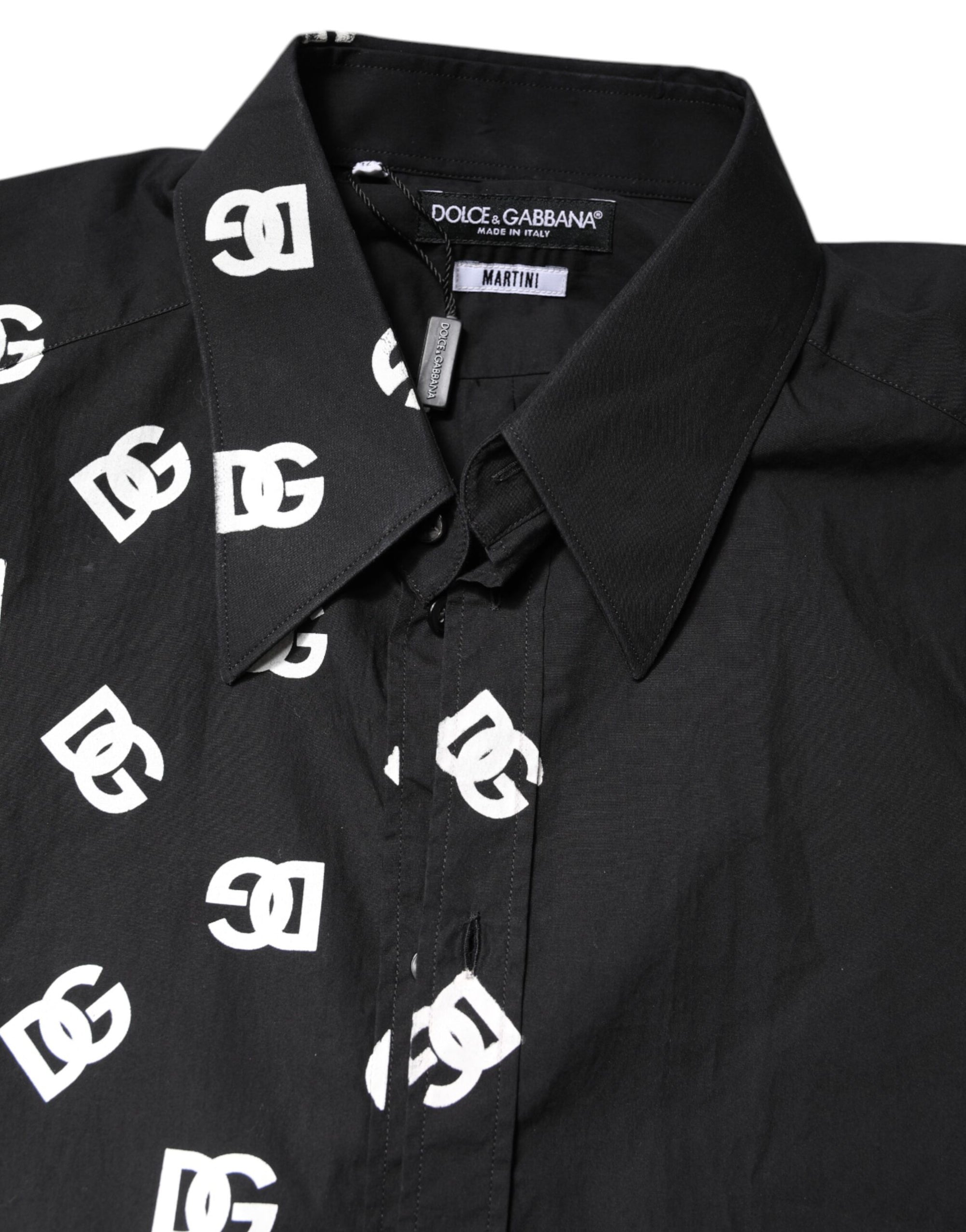 Dolce &amp; Gabbana Black DG Logo Cotton MARTINI Dress Shirt