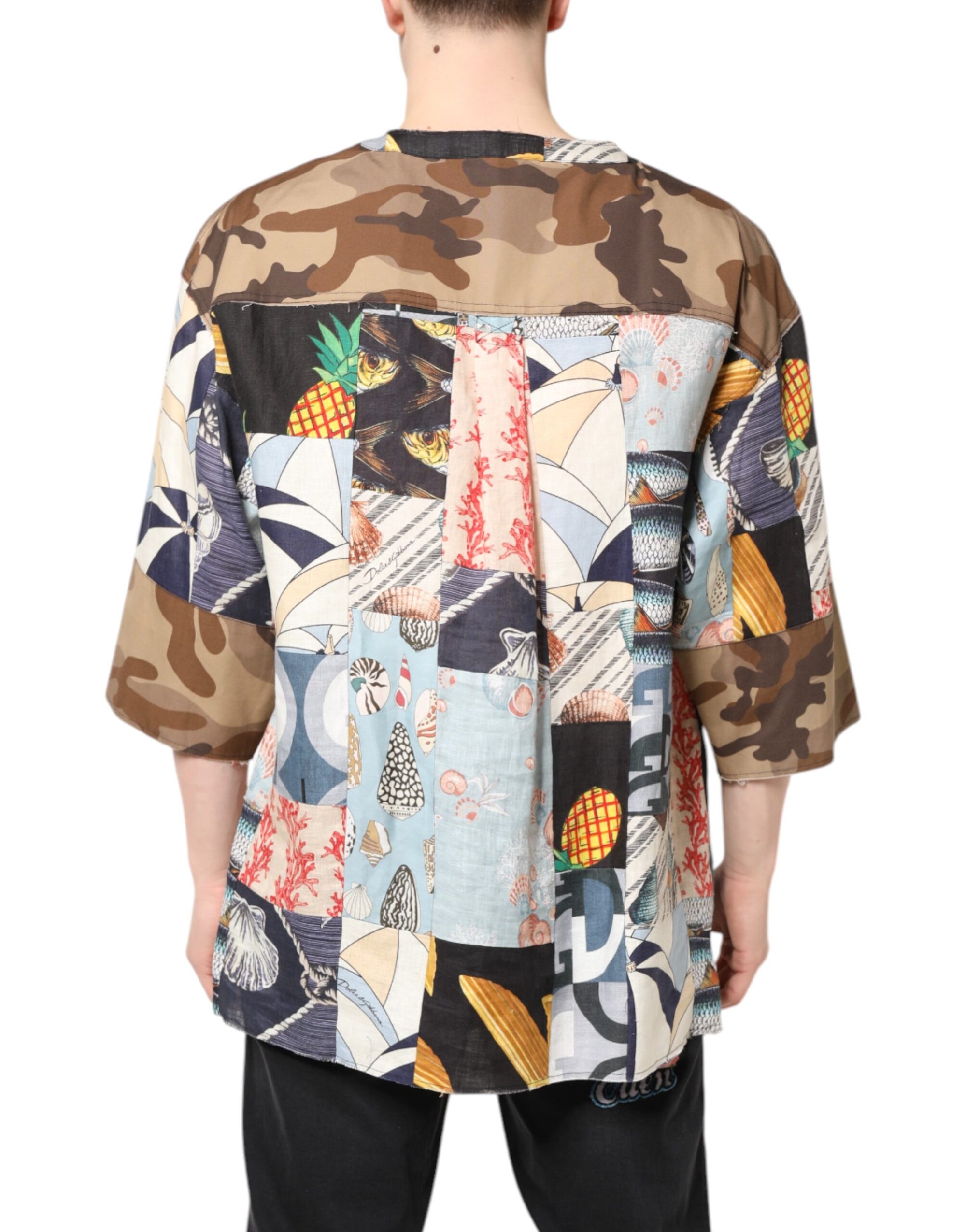 Chemise à manches courtes patchwork multicolore Dolce &amp; Gabbana