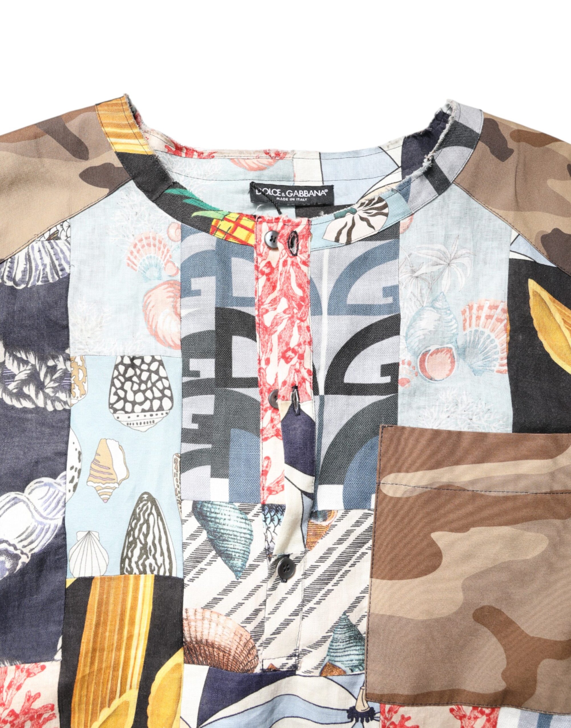 Chemise à manches courtes patchwork multicolore Dolce &amp; Gabbana