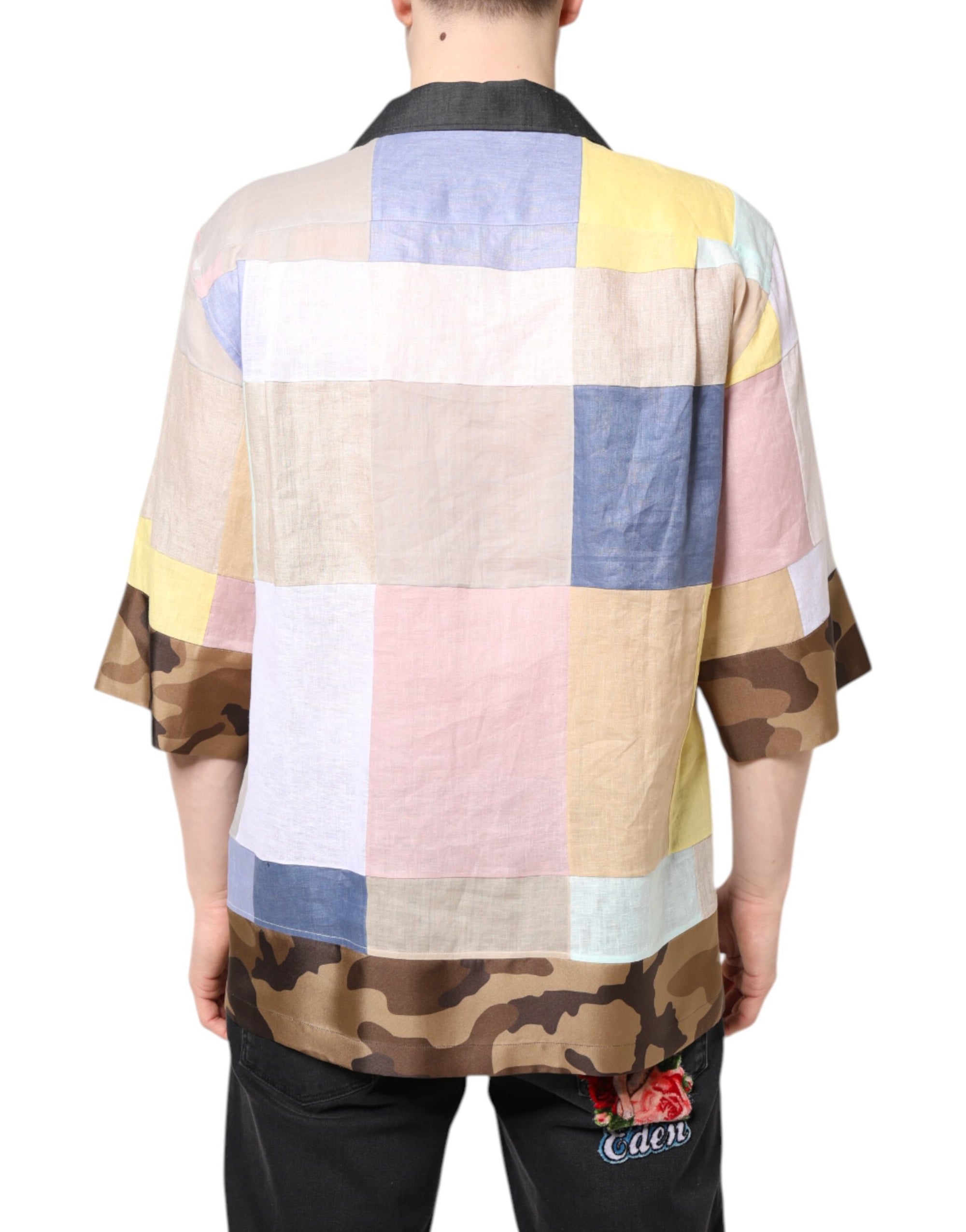 Chemise à manches courtes patchwork multicolore Dolce &amp; Gabbana