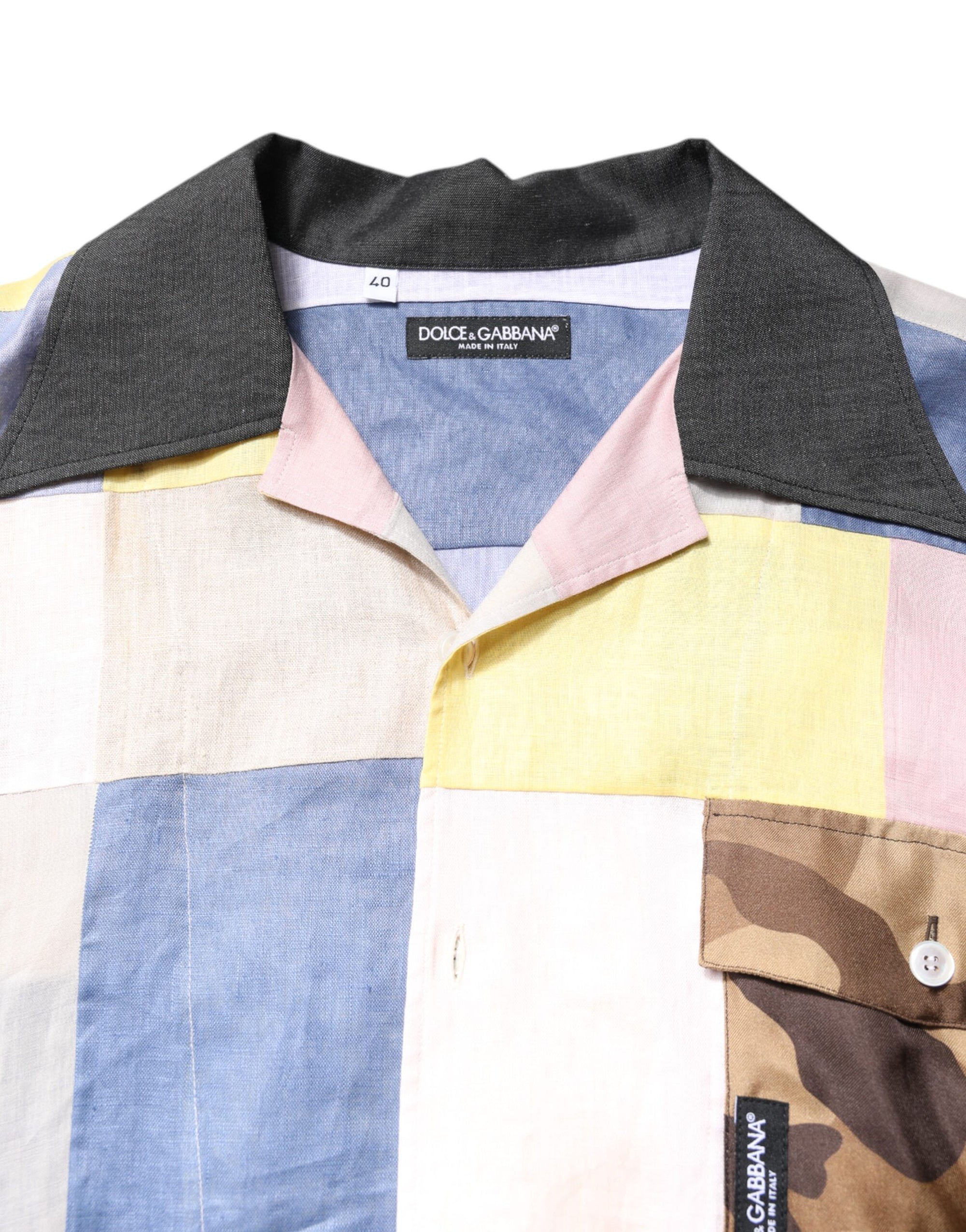 Chemise à manches courtes patchwork multicolore Dolce &amp; Gabbana