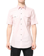 Chemise décontractée rose à manches courtes en coton doré Dolce & Gabbana