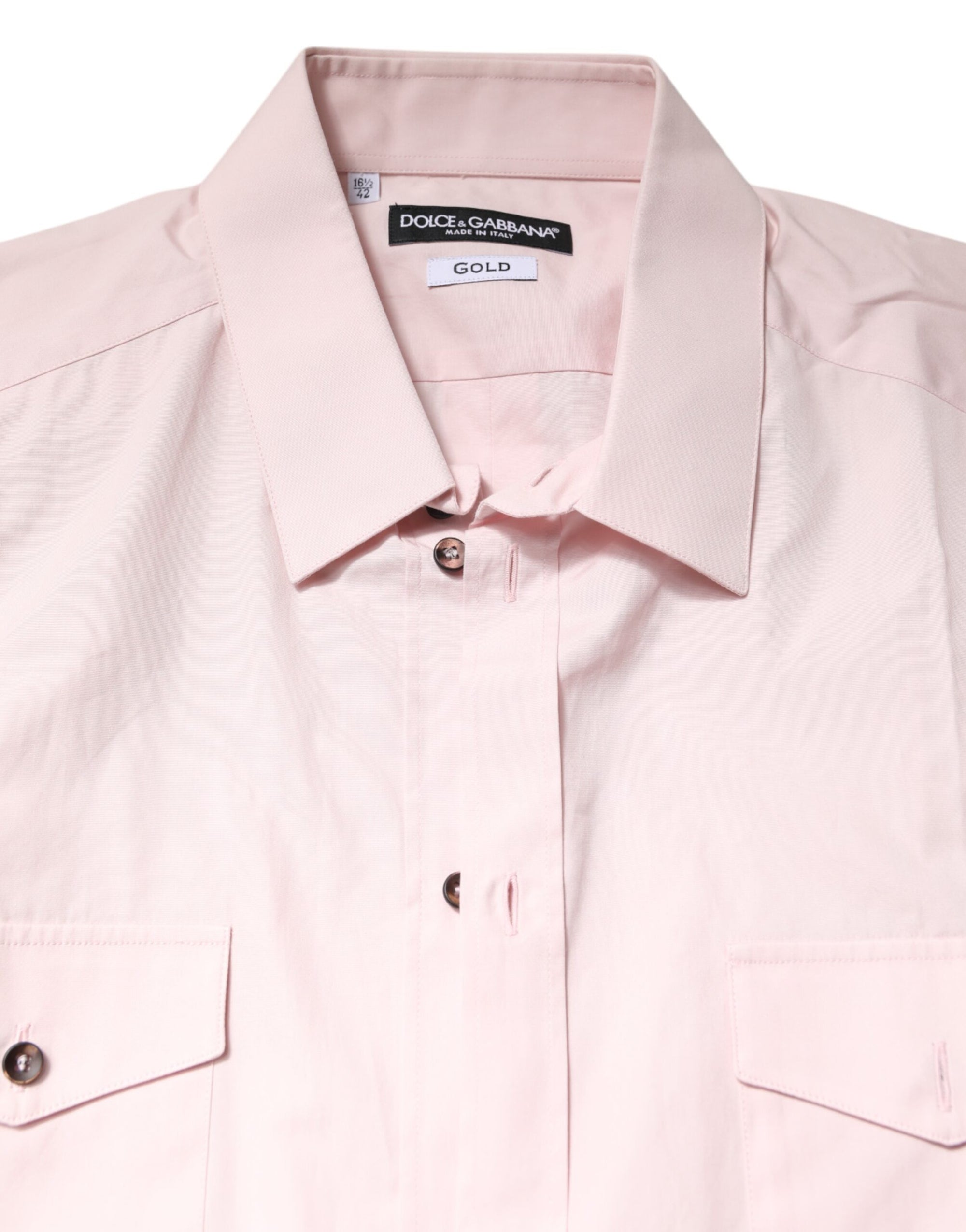Chemise décontractée rose à manches courtes en coton doré Dolce & Gabbana