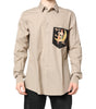 Chemise décontractée beige à imprimé pin-up MARTINI pour homme Dolce &amp; Gabbana