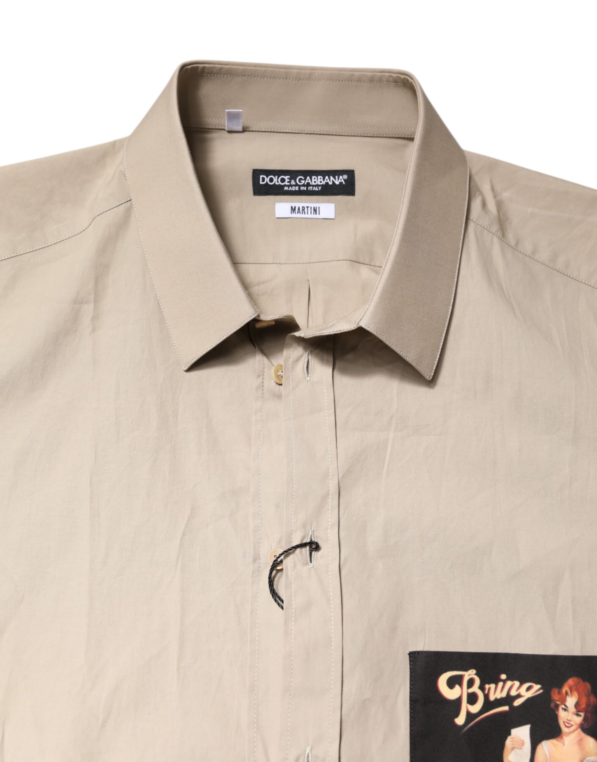 Chemise décontractée beige à imprimé pin-up MARTINI pour homme Dolce &amp; Gabbana