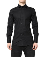 Chemise à manches longues en coton noir Dolce & Gabbana