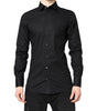 Chemise à manches longues en coton noir Dolce & Gabbana