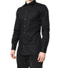 Chemise à manches longues en coton noir Dolce & Gabbana