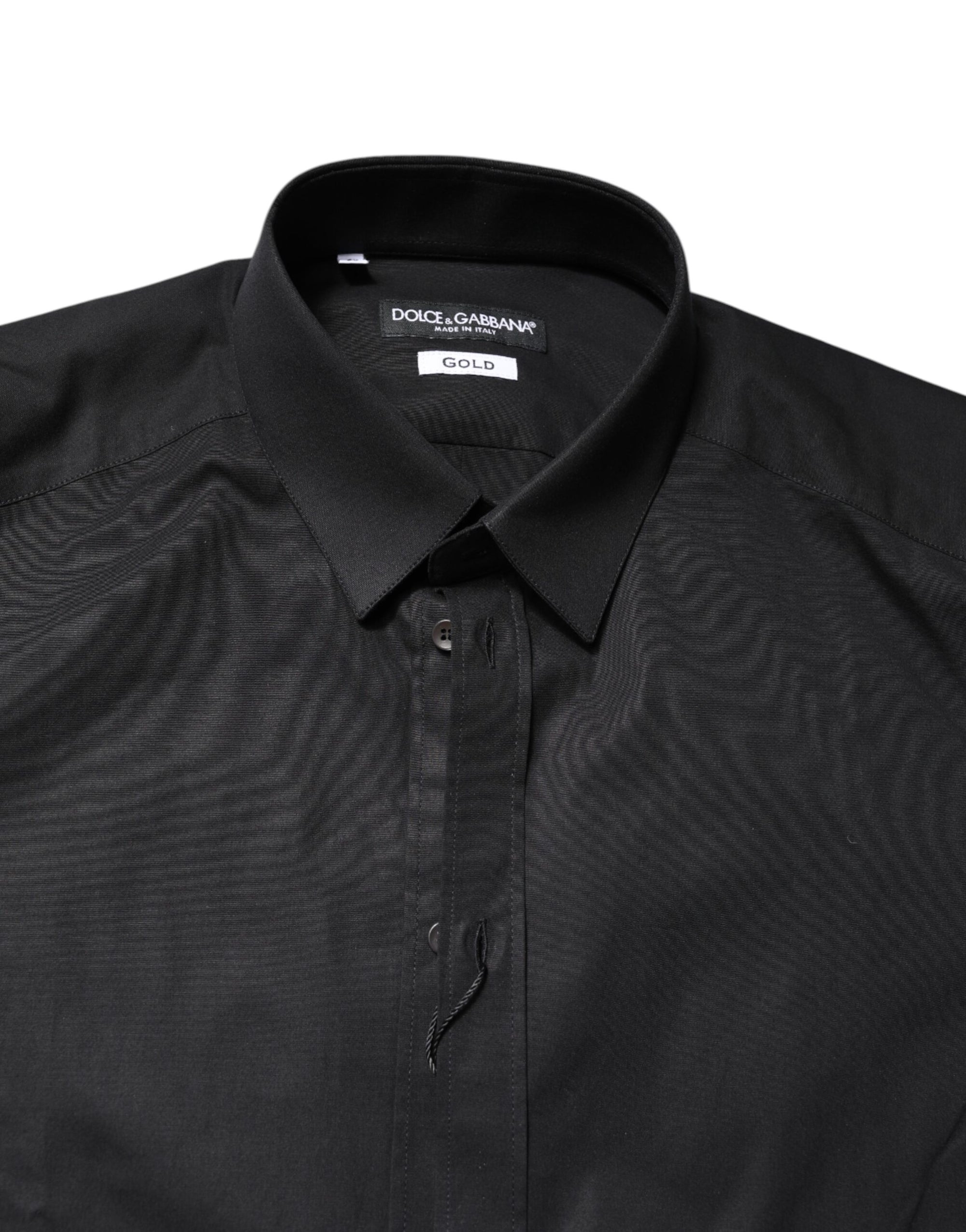 Chemise à manches longues en coton noir Dolce & Gabbana