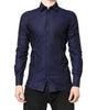 Dolce & Gabbana Blue GOLD Cotton Long Sleeves Men Dress Shirt