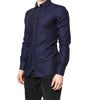 Dolce & Gabbana Blue GOLD Cotton Long Sleeves Men Dress Shirt