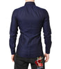 Dolce & Gabbana Blue GOLD Cotton Long Sleeves Men Dress Shirt