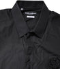 Dolce & Gabbana Black Floral Gold Cotton Dress Formal Shirt