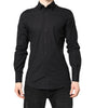 Dolce & Gabbana Black GOLD Cotton Dress Formal Shirt