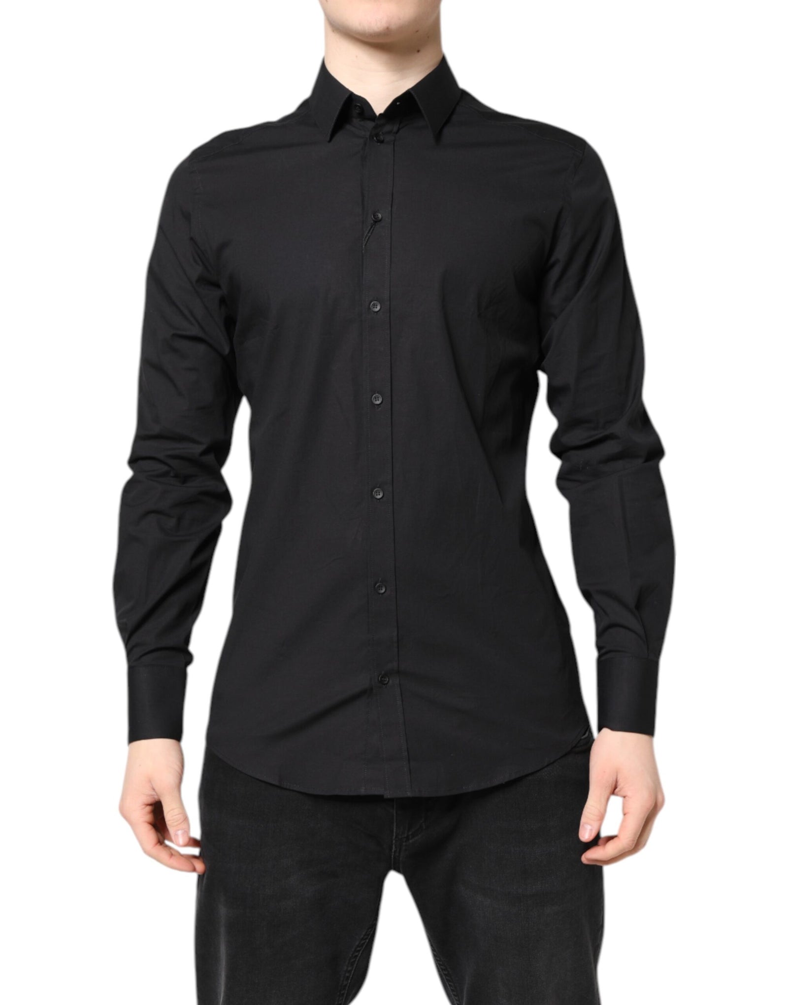 Chemise habillée en coton noir Dolce & Gabbana