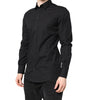 Dolce & Gabbana Black GOLD Cotton Dress Formal Shirt